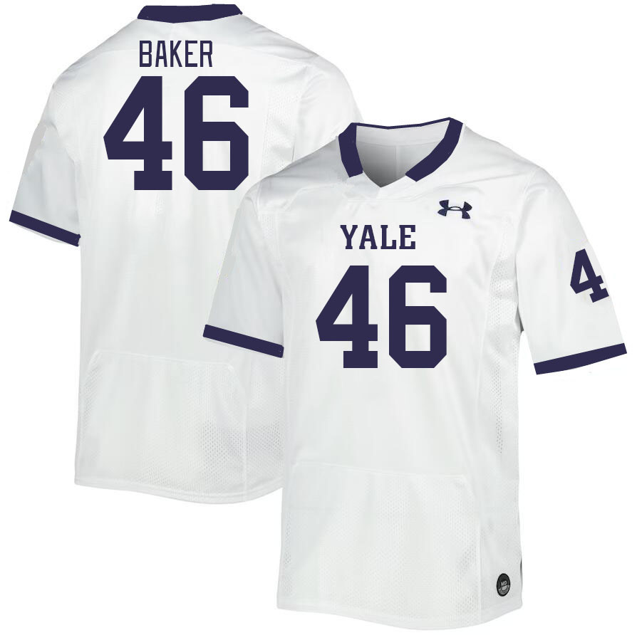 Men-Youth #46 Jermaine Baker Yale Bulldogs 2023 College Football Jerseys Stitched-White